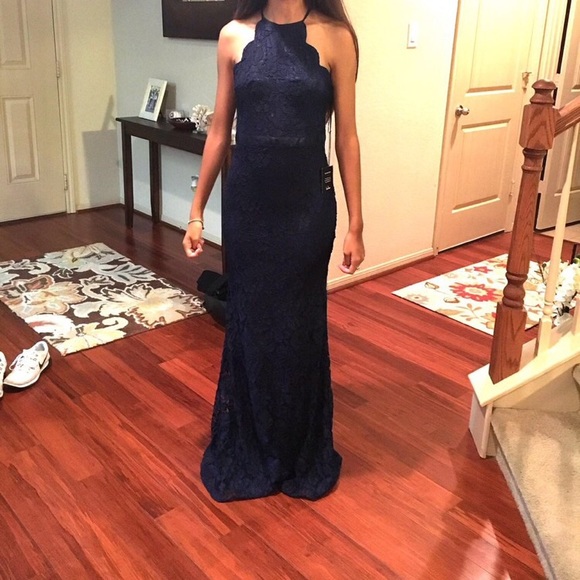 navy blue lace maxi dress